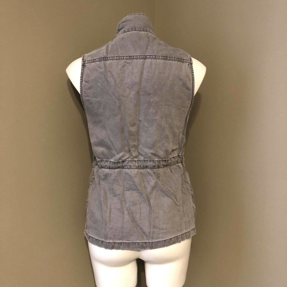 Max Jeans Utility Vest Small Gray 4 Pockets Full Zip w/ Snaps Adjustable Waist - Picture 3 of 11